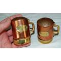 Copper & Brass Salt & Pepper Set -Height 75mm - See description for further details