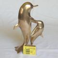 Quality Brass Dolphin Mother & Child - Height 215mm