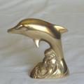 Beautiful Brass Dolphin Surfing a Wave - Height 105mm