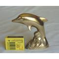 Beautiful Brass Dolphin Surfing a Wave - Height 105mm