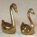 2 Quality Brass Swans - Tallest 145mm