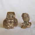 2 Small Solid Brass Owls - Sold as One Lot - Height 55mm