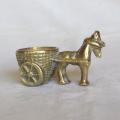 Miniature Brass Donkey and Cart - Length 80mm