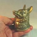 Stunning Vintage Brass Fox Head (Was a brush but the bristles worn off) - Height 65mm