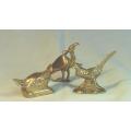 3 Quality Brass Roosters & 3 Game Birds  - Printers Tray Items - Tallest 70mm - Sold as one lot
