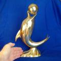 Large Vintage Brass Dolphin Statue - Height 335mm - See decription for details.