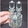 Pair of Vintage Nesting Glass Condiment Bottles (OilVinigar) Height 130mm