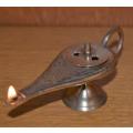 Dainty Vintage Brass Etched Aladdin Genie Lamp/Incense Burner - Length 130mm