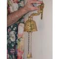 Vintage Brass Sanctuary Bell with Adam and Eve Serpent Hook. See description for details