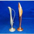 Two Attractive Stem Vase - One Copper and the other could be pewter Height 210mm