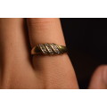 9ct Gold Ring with 3 little diamonds