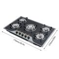 5 Plate Glass Gas Stove - 77x51cm