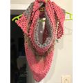 Unique handmde pink and variation cupcake triangular scarf / shawl - Wear in 3 different ways