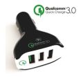 Car 3 port USB fast charger QualComm