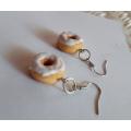 Handmade Polymer Clay Donut Earrings (White Glazing)