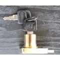 Gold Coloured Drawer/Cabinet door/cupboard door lock with 2 keys