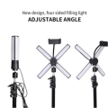 Rechargeable Foldable Portable Multiple Modes Four Tube Folding Fill Light Live for Live Broadcast