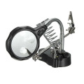 LED Light Soldering Iron Stand Holder Station Clamp Clip Helping Hands Magnifying Glass Magnifier Re