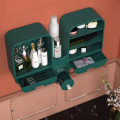 Wall Mounted Cosmetic Storage Box Free Punching Dustproof Shelf