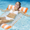 Fabric Water Entertainment Mesh Chair Foldable Inflatable Floating Stripe Backrest Swimming Ring