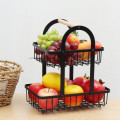 2 Tier Fruit Bowl Storage Rack Removable Basket Holder Fruit Tray Kitchen Storage Box