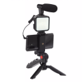 AY-49 Tripod Kit Video Vlog Production with Microphone and Live Light
