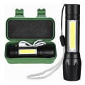 LED Bright Flashlight Zoom Work Light with Side Light and Storage Box 511 Camping Flashlight