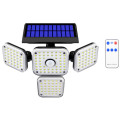 144LED Waterproof Outdoor Solar Motion Sensor Security Light with 4 Heads and Remote Control