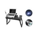 Foldable Laptop Table Tray Desk with Cooling Fan and Lighted Tablet Stand