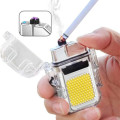 Rechargeable Mini Hook Flashlight with Lighter Transparent Case