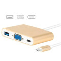 3 in 1 Male USB Type C to Female VGA +USB3.0+PD Adapter