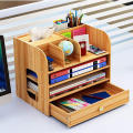 Multifunctional DIY Wooden Desktop Storage Box With Drawers For Home Office