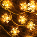 Outdoor Christmas Snowflake String Lights Waterproof Garden Party Decoration Warm White