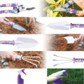 5 Piece Garden Tool Set with Carrying Case, Non-Slip Handle Pruners Rakes Spray Bottle Purple Print