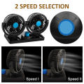 Electric 2-Speed Dual Head Cooling Air Circulator 360° Rotatable Car Cooling Fan