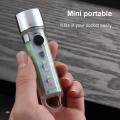 LED Mini Portable Built-in Battery Type-C Charging Hook Flashlight with Red and Blue Flash