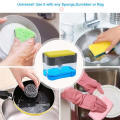 2-in-1 Soap Dispenser Kitchen Manual Push-In Sponge Jar