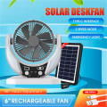 6` Rechargeable Solar Fan with Solar Panel USB Rechargeable Fan