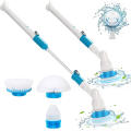 Cordless Electric Spin Scrubber with Adjustable Extended Handle 3 Replaceable Cleaning Brushes