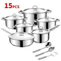 15-Piece Stainless Steel Closed Thickened Kitchenware Cookware Set
