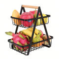2-Tier Metal Fruit Storage Cart Kitchen Storage Rack Kitchen Storage Fruit and Vegetable Rack