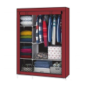 Foldable Portable Non-Woven Storage Wardrobe with 5 Cabinets and 1 Long Shelf