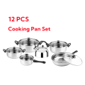 12 PCS Cookware Set Multifunctional Stainless Steel Pot Kitchen Cooking Set