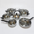 12 PCS Non-Stick Frying Pan Cookware Set Multifunctional Stainless Steel Pot Kitchen Stir-Frying Set