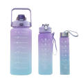 Set of 3 Leakproof Gym Water Bottles with Timestamp Straws