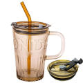 Tumbler with Straw Lid and Handle, Leakproof Clear Reusable Smoothie Cup
