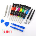 16 in 1 Kit Screwdriver Tweezers Set Multifunctional Repair Tool for PC PDA Cell Phones