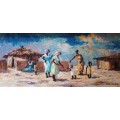 Otto Klar - oil - Lesotho - 61.5 cm x 28. cm - Reduced