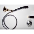 SHOWER MIXER - GOLD AND CHROME - WALL MOUNTED WITH FLEXIBLE CONNECTION HOSE