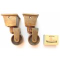 LARGE ANTIQUE SOLID BRASS SQUARE CUP CASTORS - FOR GRAND PIANO